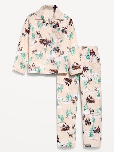 Gender-Neutral Printed Flannel Pajama Pants Set for Kids