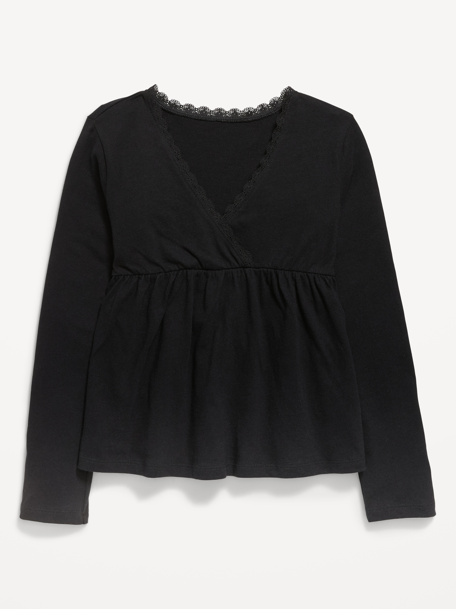 Long-Sleeve Faux-Wrap Top for Girls