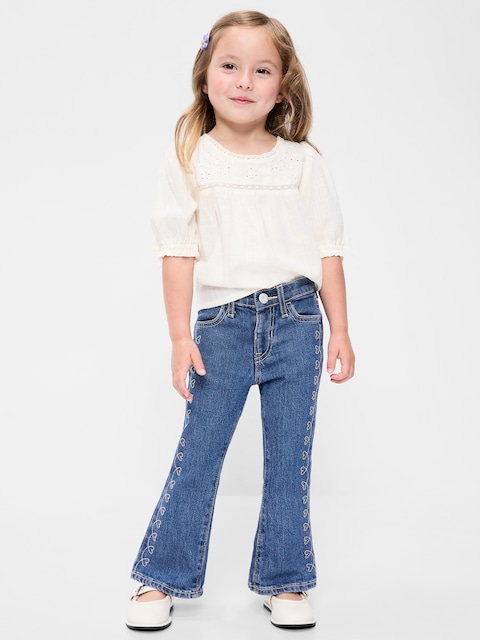 High-Waisted Embroidered Flare-Leg Jeans for Toddler Girls