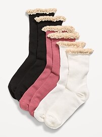 Image number 1 showing, Ruffled Waffle Knit Socks 3-Pack for Girls