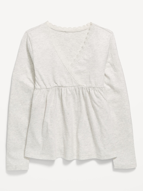 Long-Sleeve Faux-Wrap Top for Girls