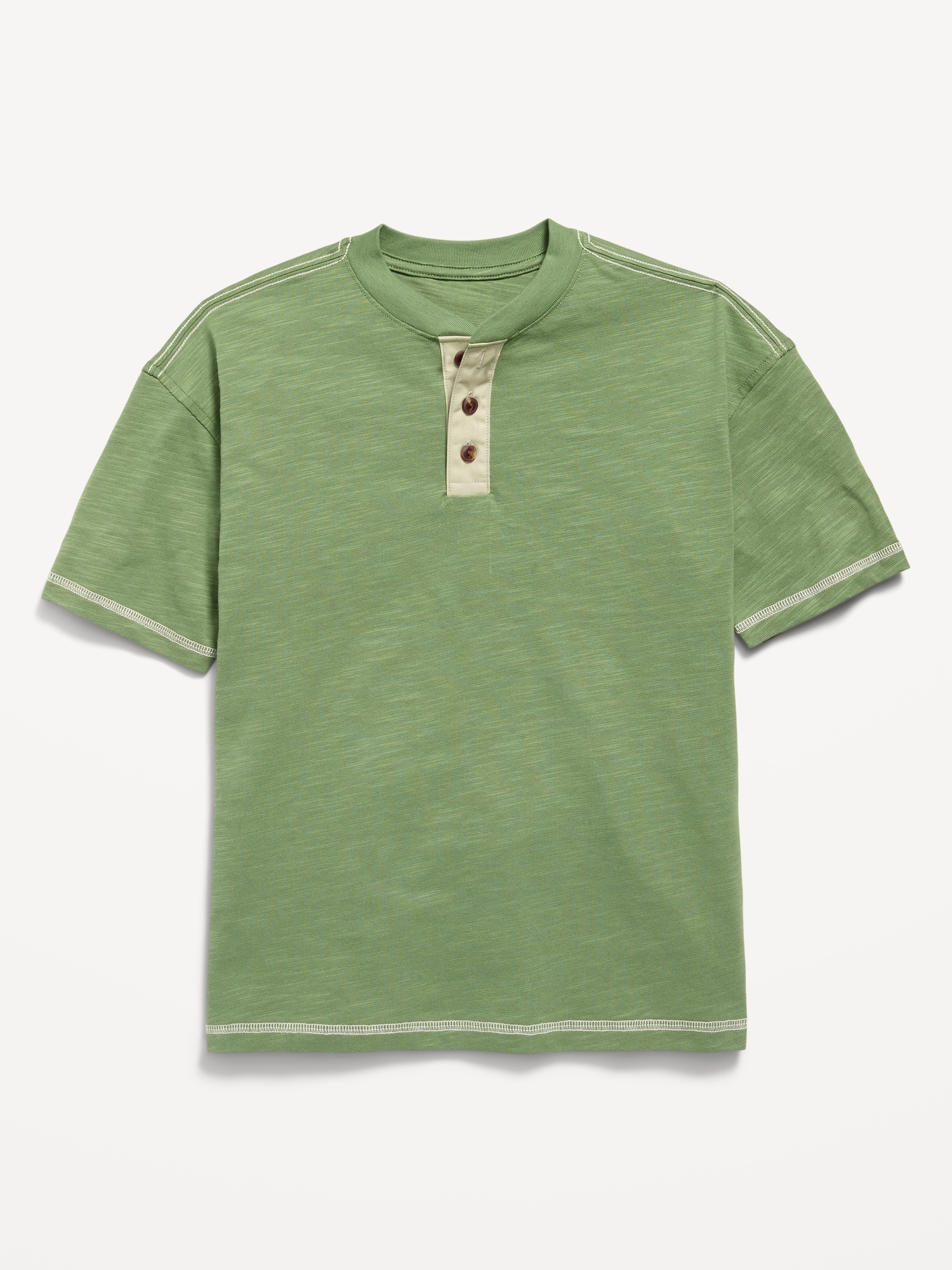 Oversized Short-Sleeve Henley T-Shirt for Boys