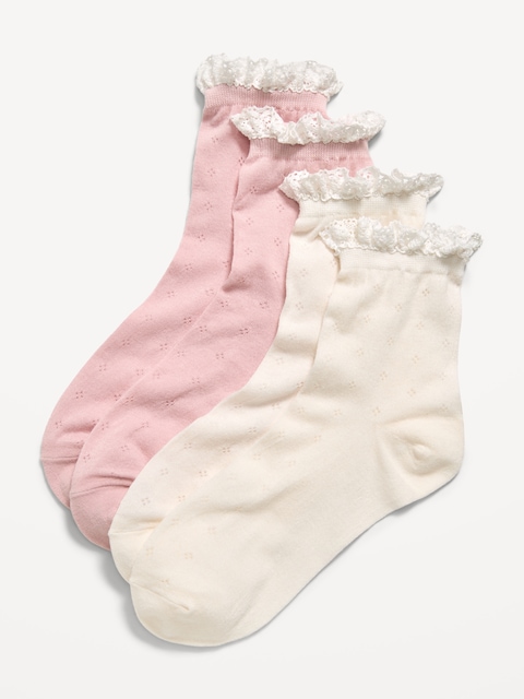 Lace-Trim Crew Sock 2-Pack for Women