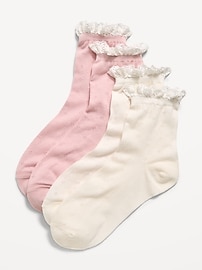 Image number 1 showing, Lace-Trim Crew Sock 2-Pack for Women