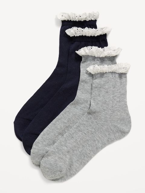 Lace-Trim Crew Sock 2-Pack for Women