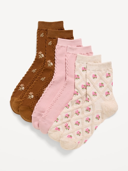 Image number 1 showing, Textured Quarter Crew Socks 3-Pack for Women