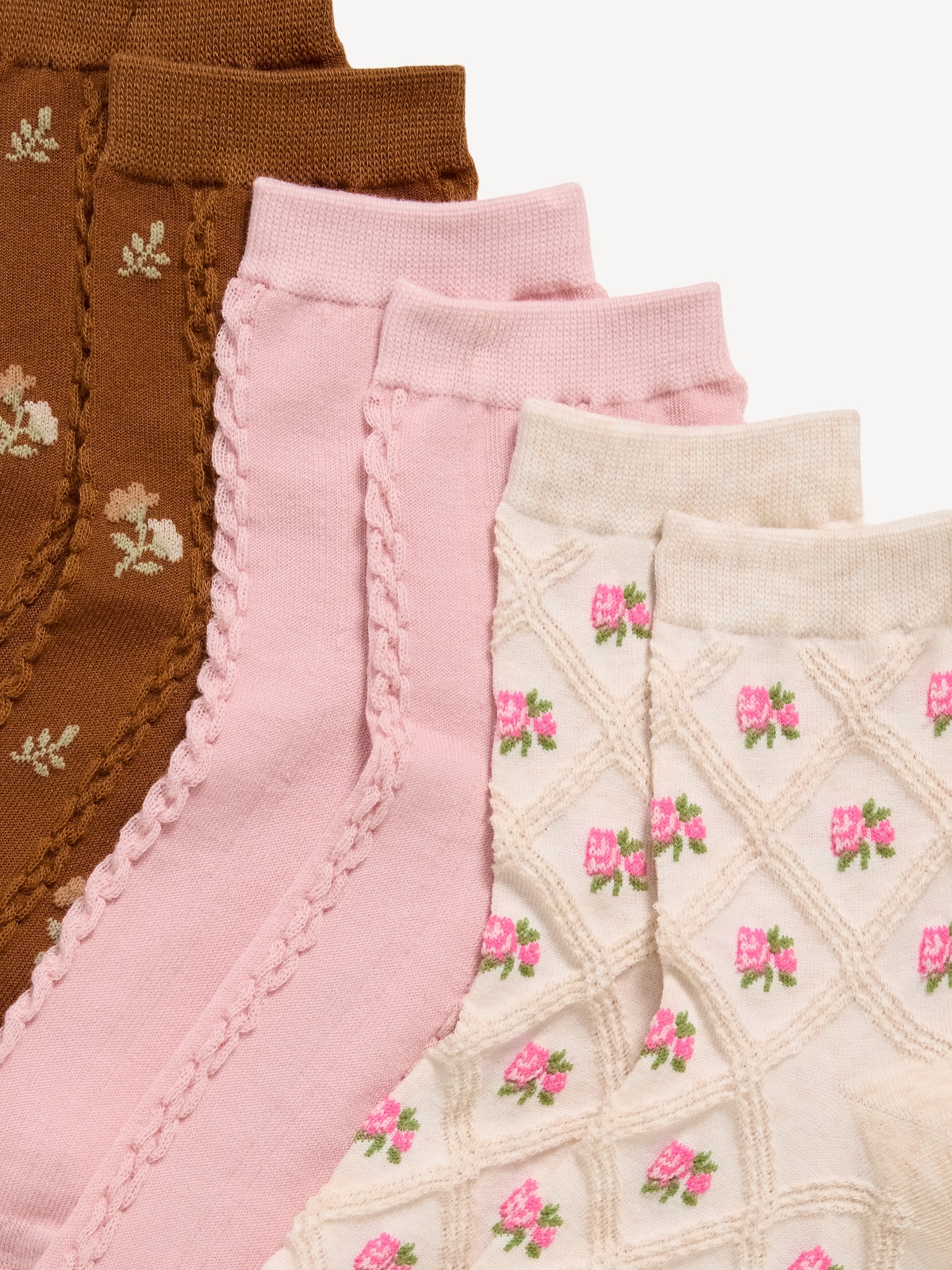 Textured Quarter Crew Socks 3-Pack for Women