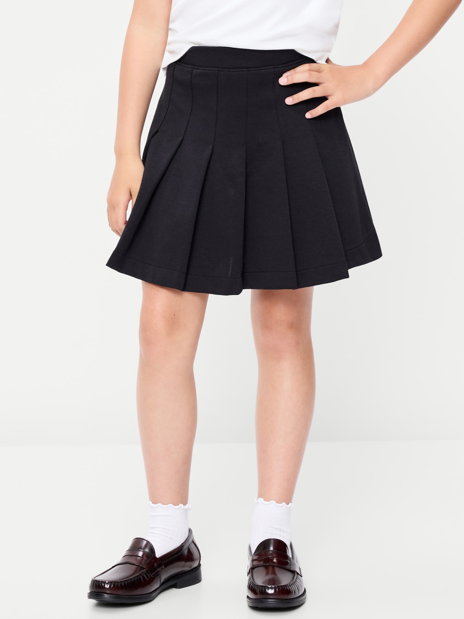 Юбка-шорты Old Navy School Uniform Ponte-Knit Pleated Skort для девочек, цвет: Чёрный