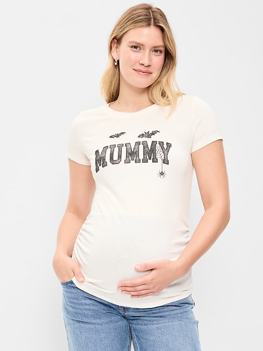 Image number 1 showing, Maternity Graphic Side-Shirred T-Shirt