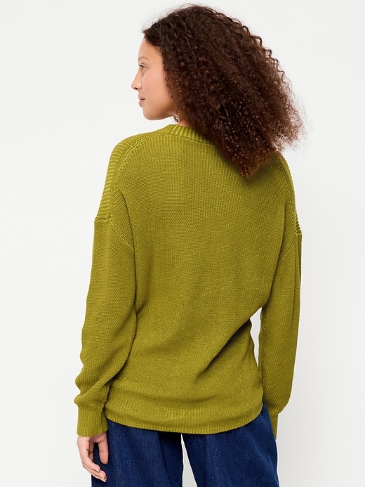 Image number 2 showing, Crew-Neck Shaker Stitch Tunic Sweater
