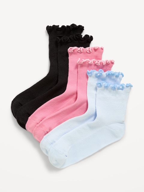 HOLD: Ruffled Quarter-Crew Socks 3-Pack for Girls