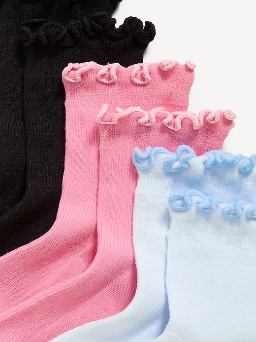 Image number 2 showing, HOLD: Ruffled Quarter-Crew Socks 3-Pack for Girls