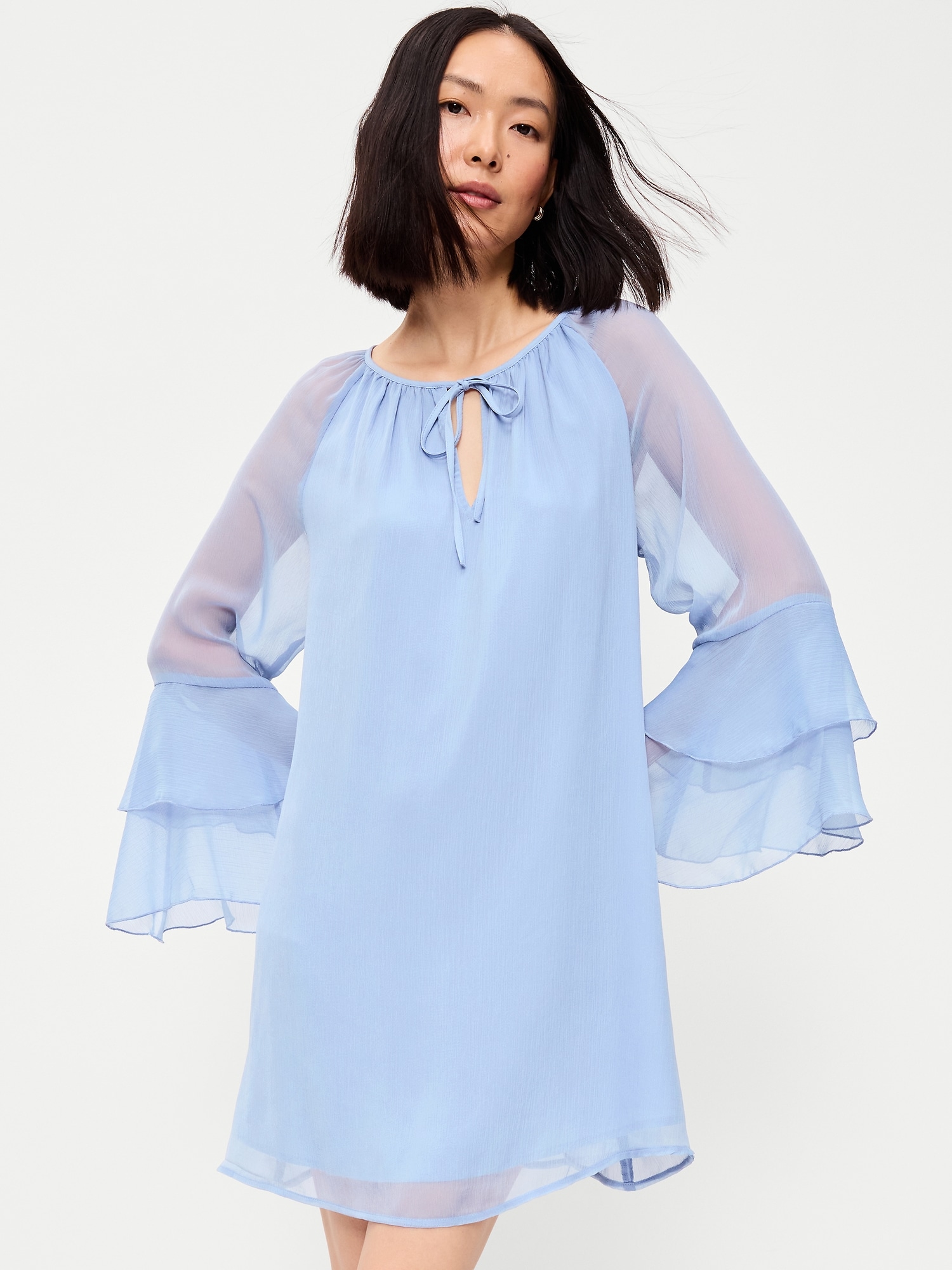 Bell-Sleeve Boho Mini Dress
