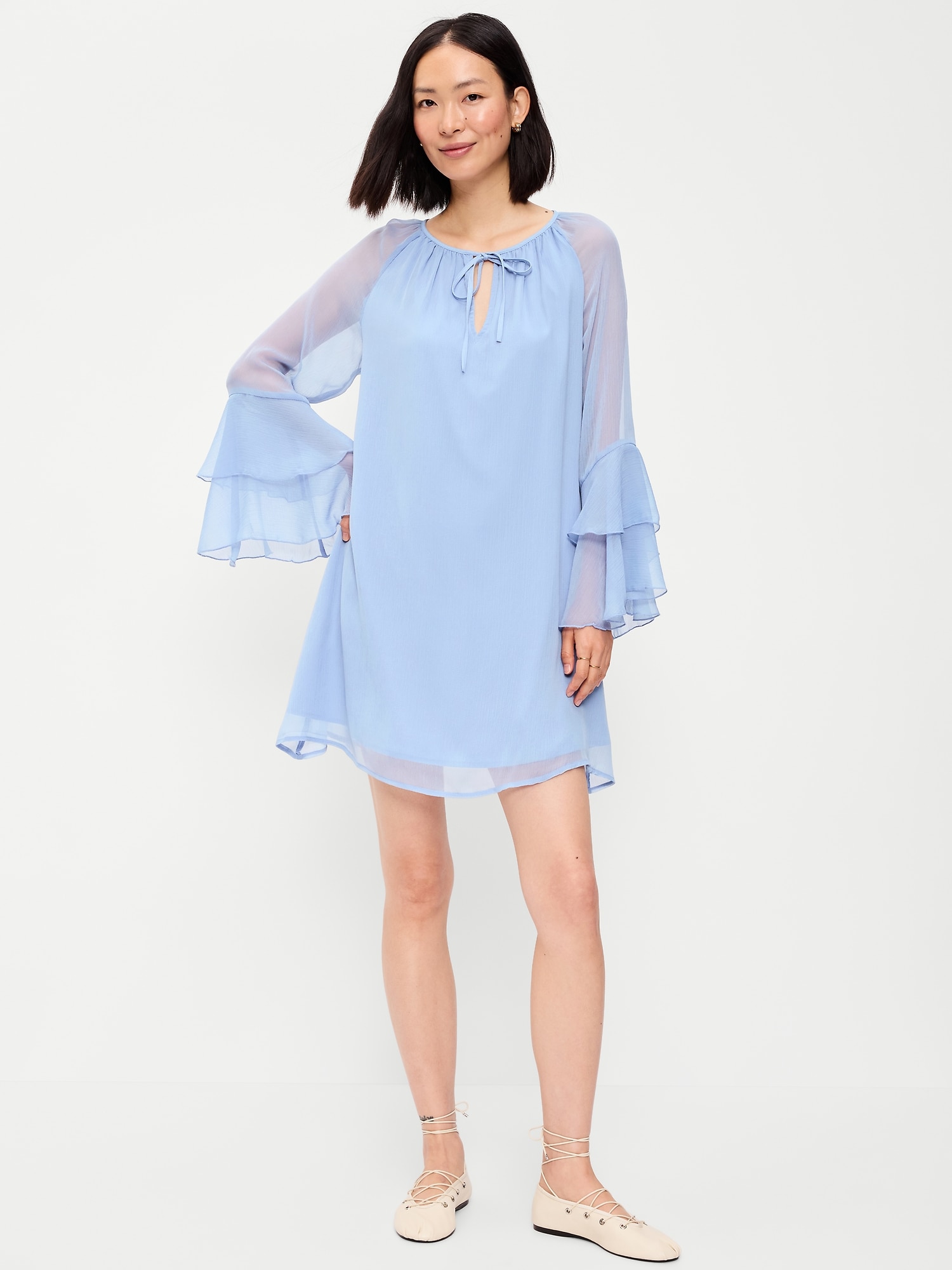 Bell-Sleeve Boho Mini Dress