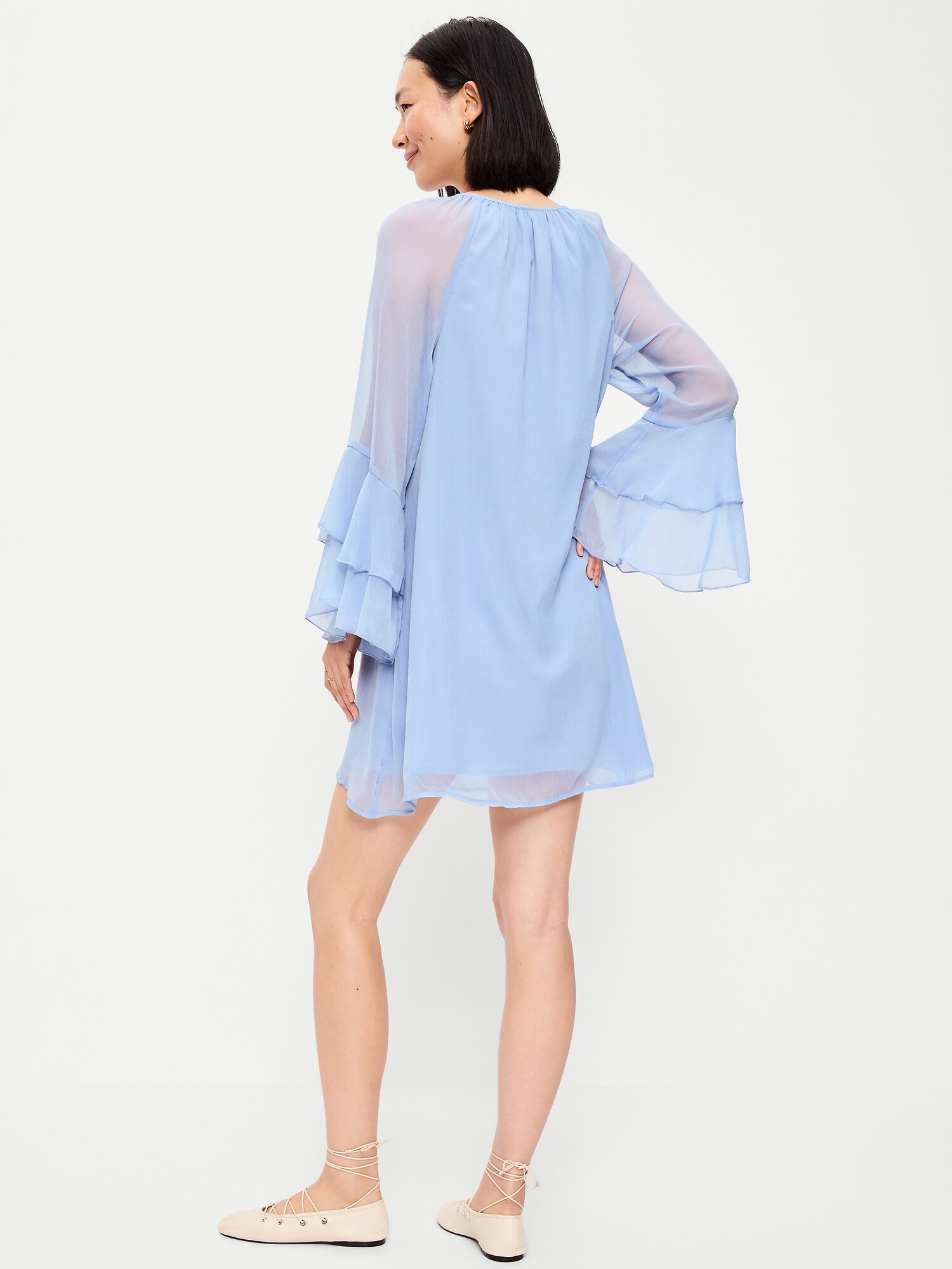 Bell-Sleeve Boho Mini Dress