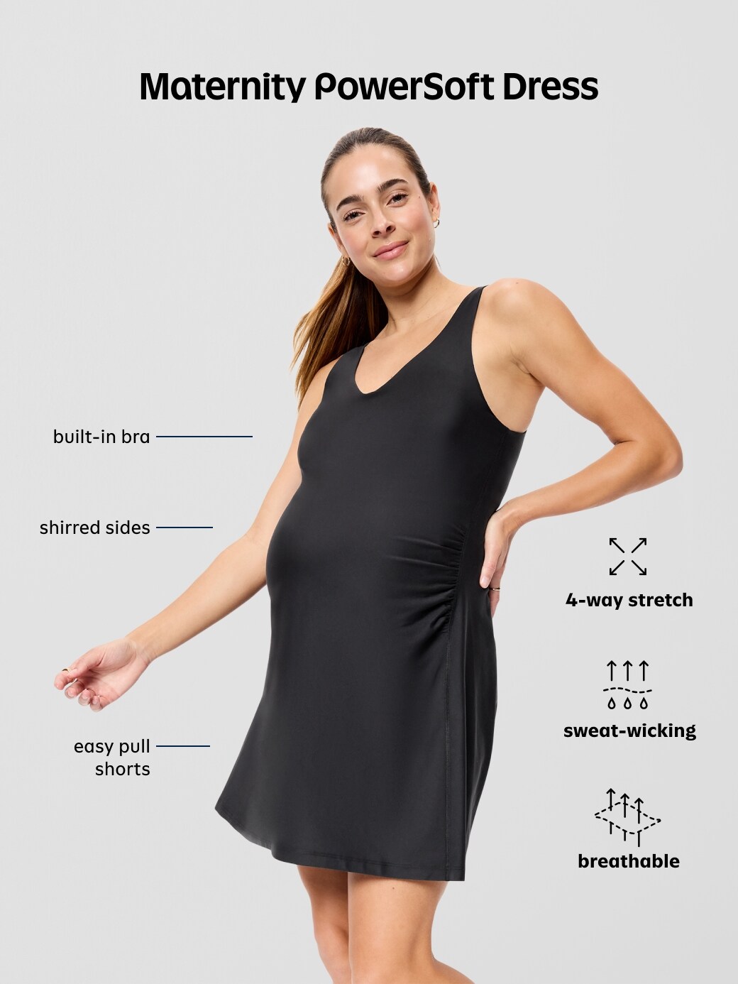 Maternity Sleeveless PowerSoft Easy Short Mini Dress
