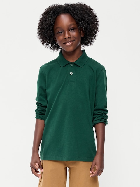 School Uniform Long-Sleeve Polo Shirt for Boys