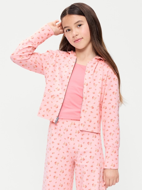 Fitted Cropped 2-Way-Zip Hoodie for Girls
