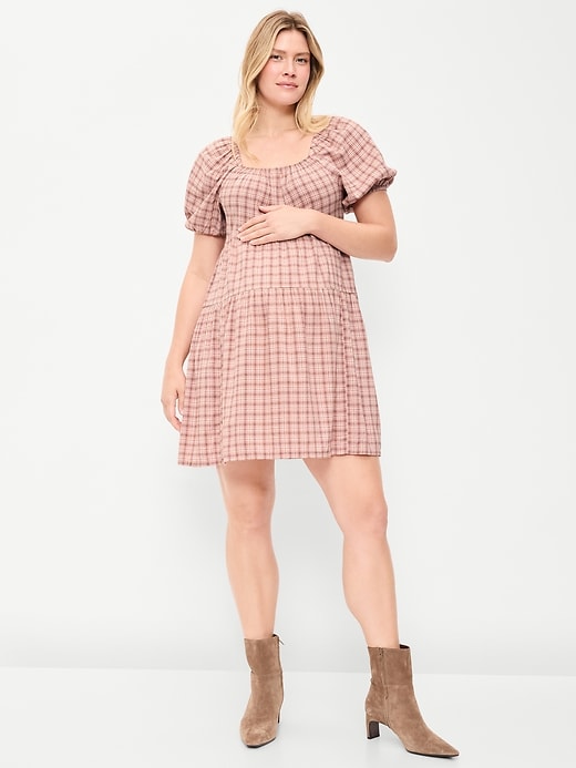 Image number 1 showing, Maternity Short-Sleeve Swing Mini Dress