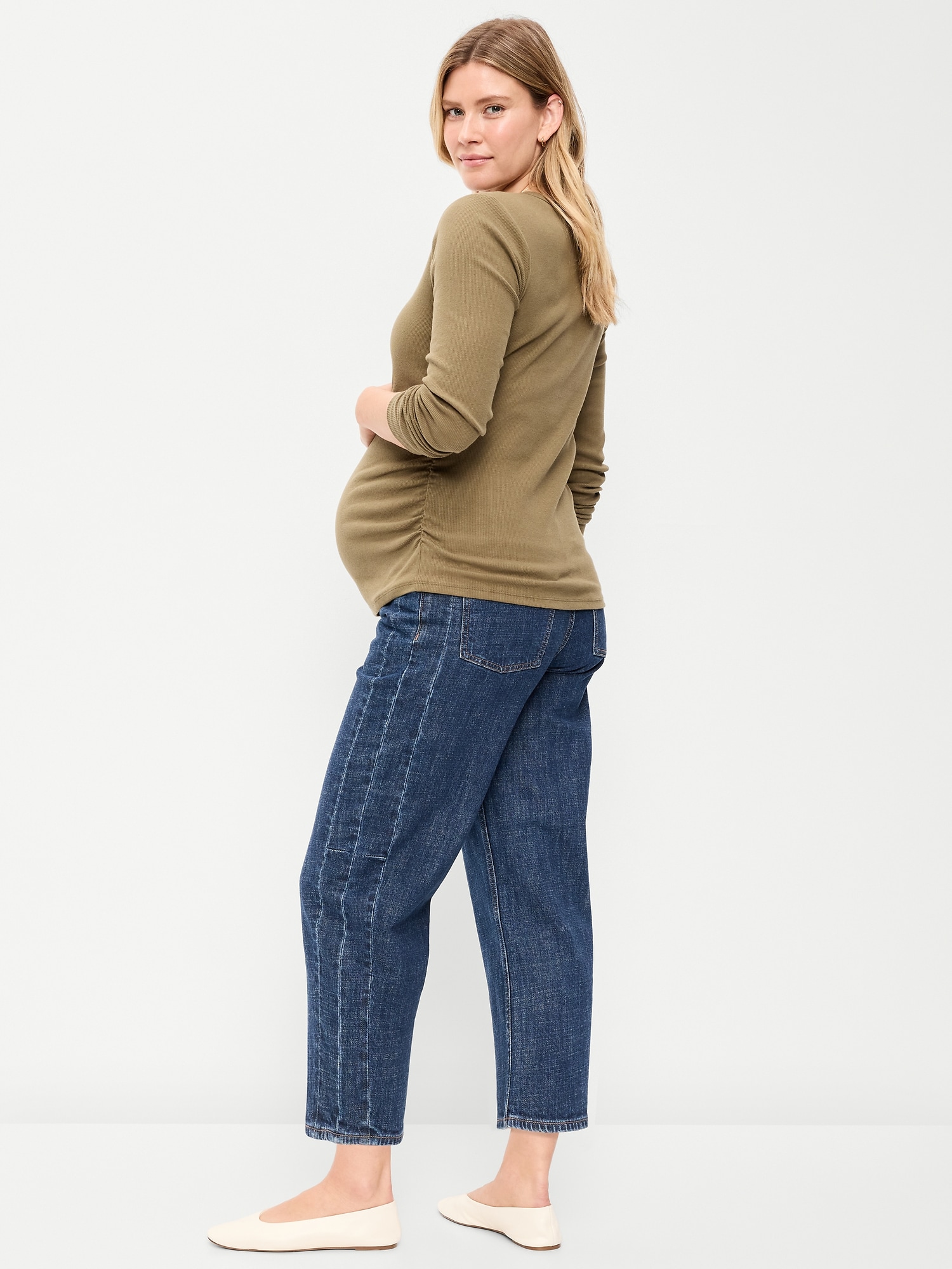 Maternity Full-Panel Barrel Ankle Jeans