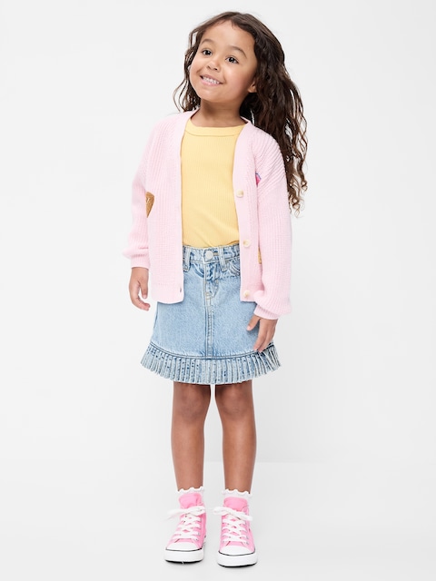 High-Waisted Fringed-Hem Jean Skirt for Toddler Girls