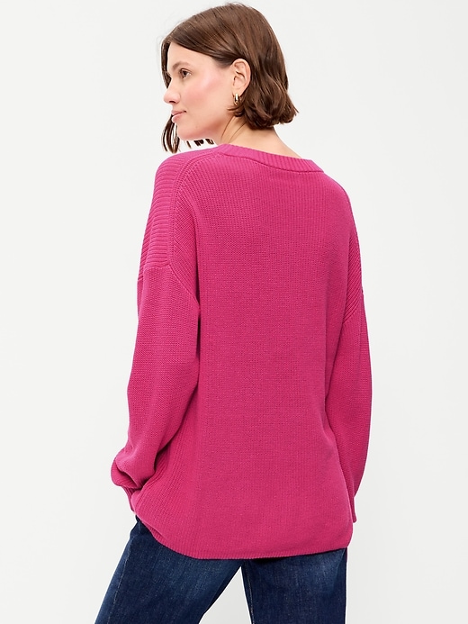 Image number 2 showing, Crew-Neck Shaker Stitch Tunic Sweater