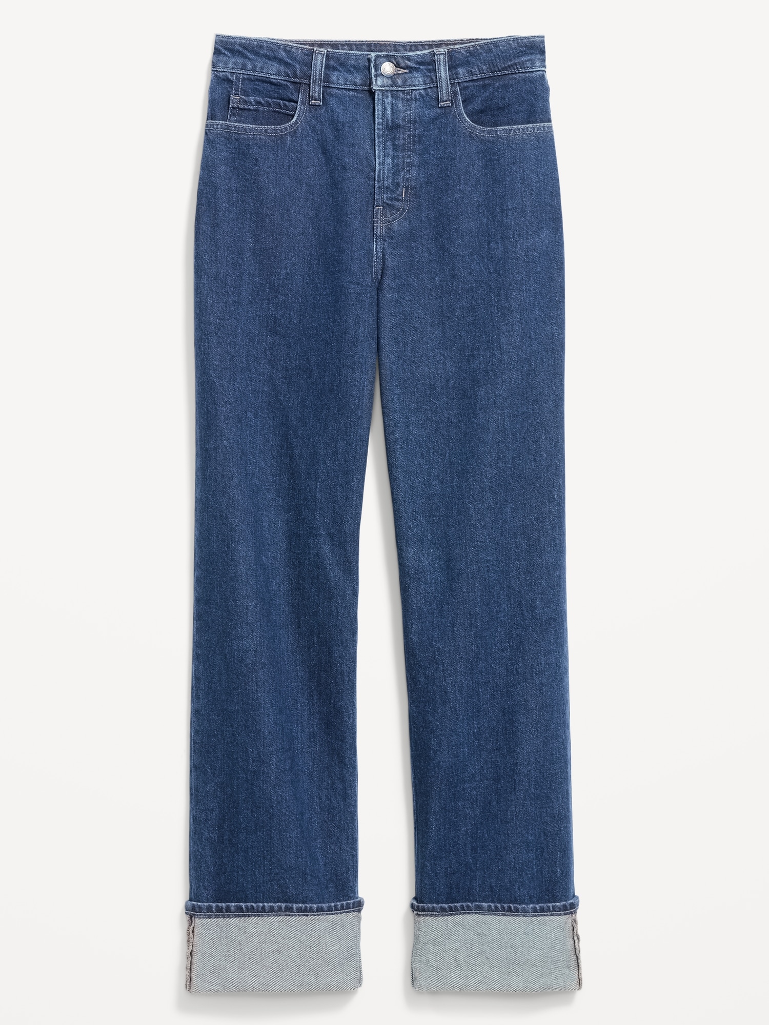 Curvy Extra High-Waisted Cuffed Wide-Leg Jeans