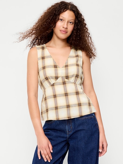 Image number 1 showing, Sleeveless V-Neck Tie-Back Top
