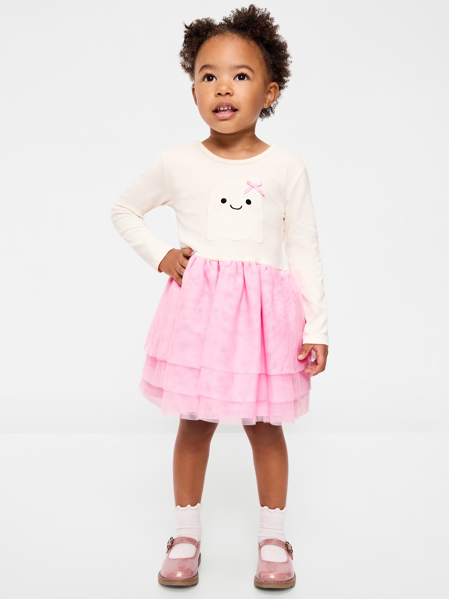 Long-Sleeve Graphic Tutu Dress for Toddler Girls