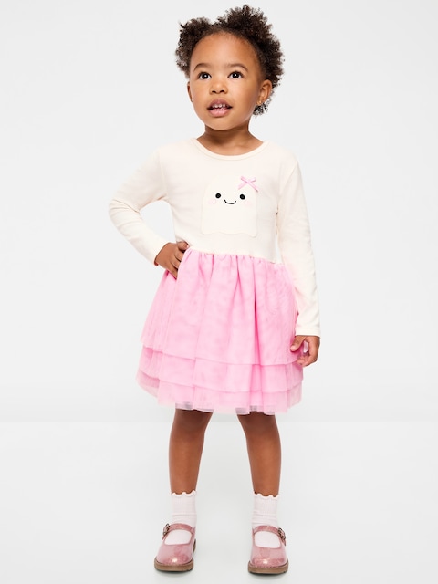 Long-Sleeve Graphic Tutu Dress for Toddler Girls