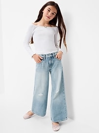 Image number 3 showing, Mid-Rise Ripped Super Baggy Wide-Leg Jeans for Girls