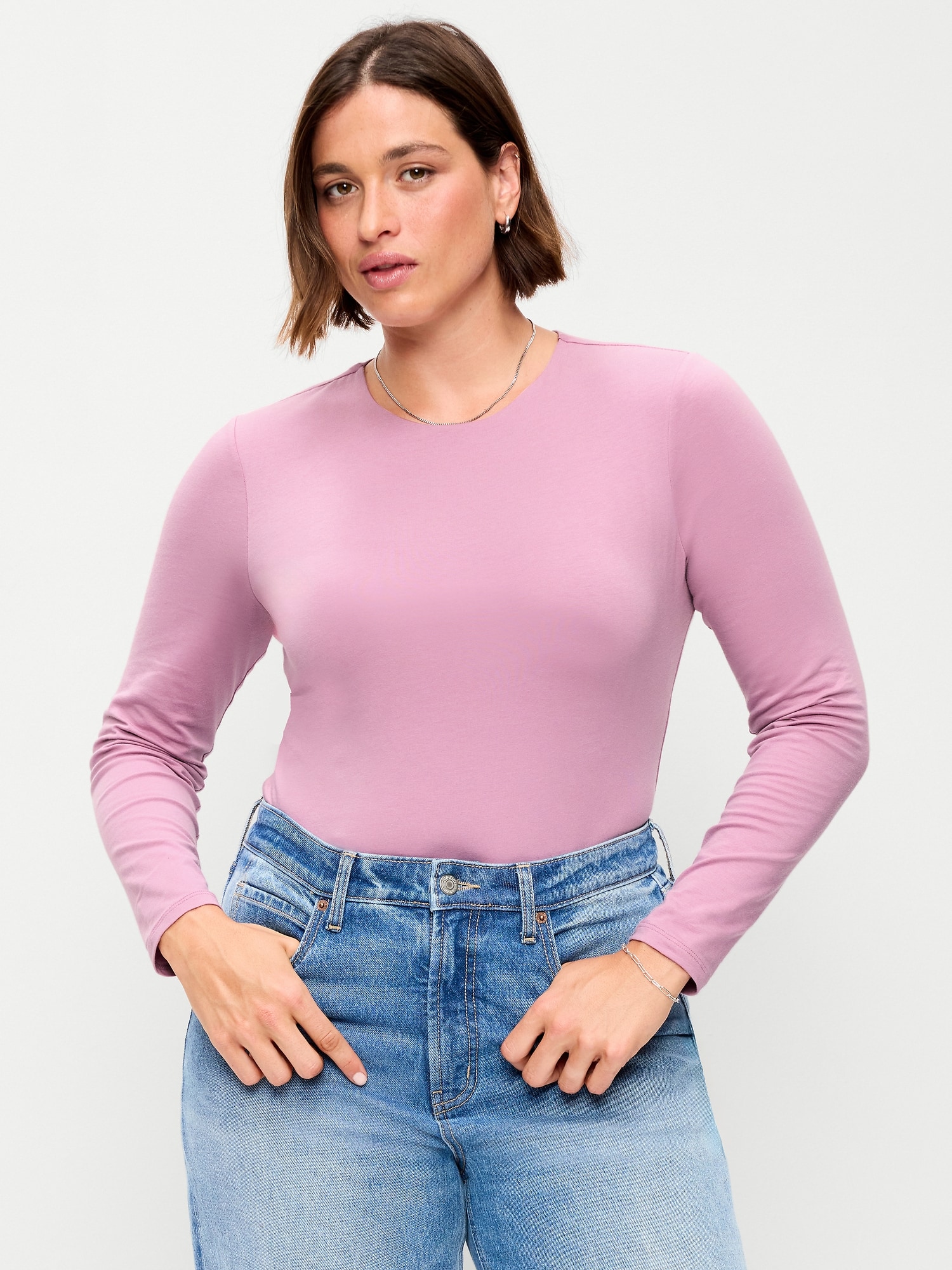 Hug Double-Layer Crew-Neck Long-Sleeve Top