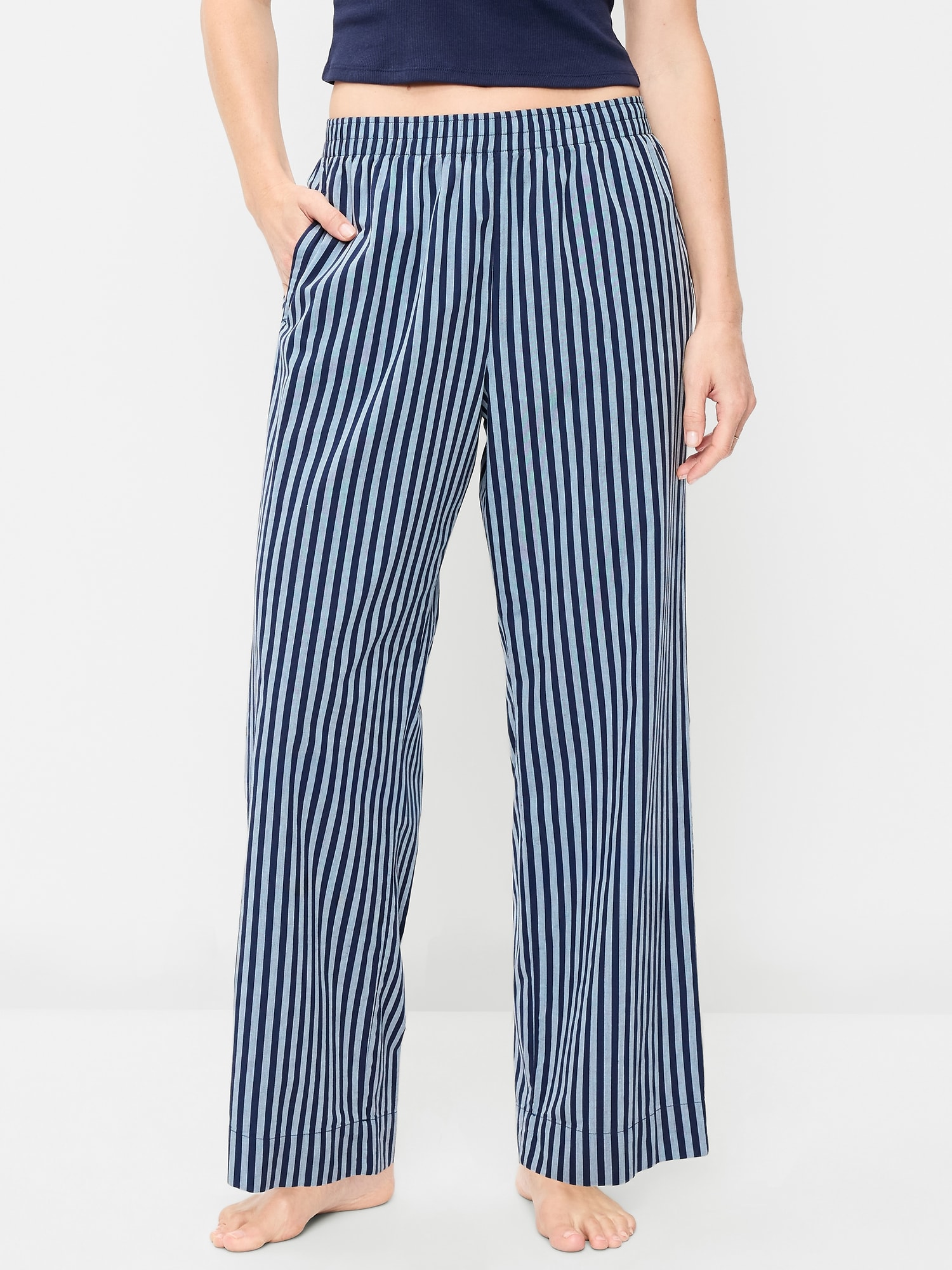 High-Waisted Poplin Pajama Pant