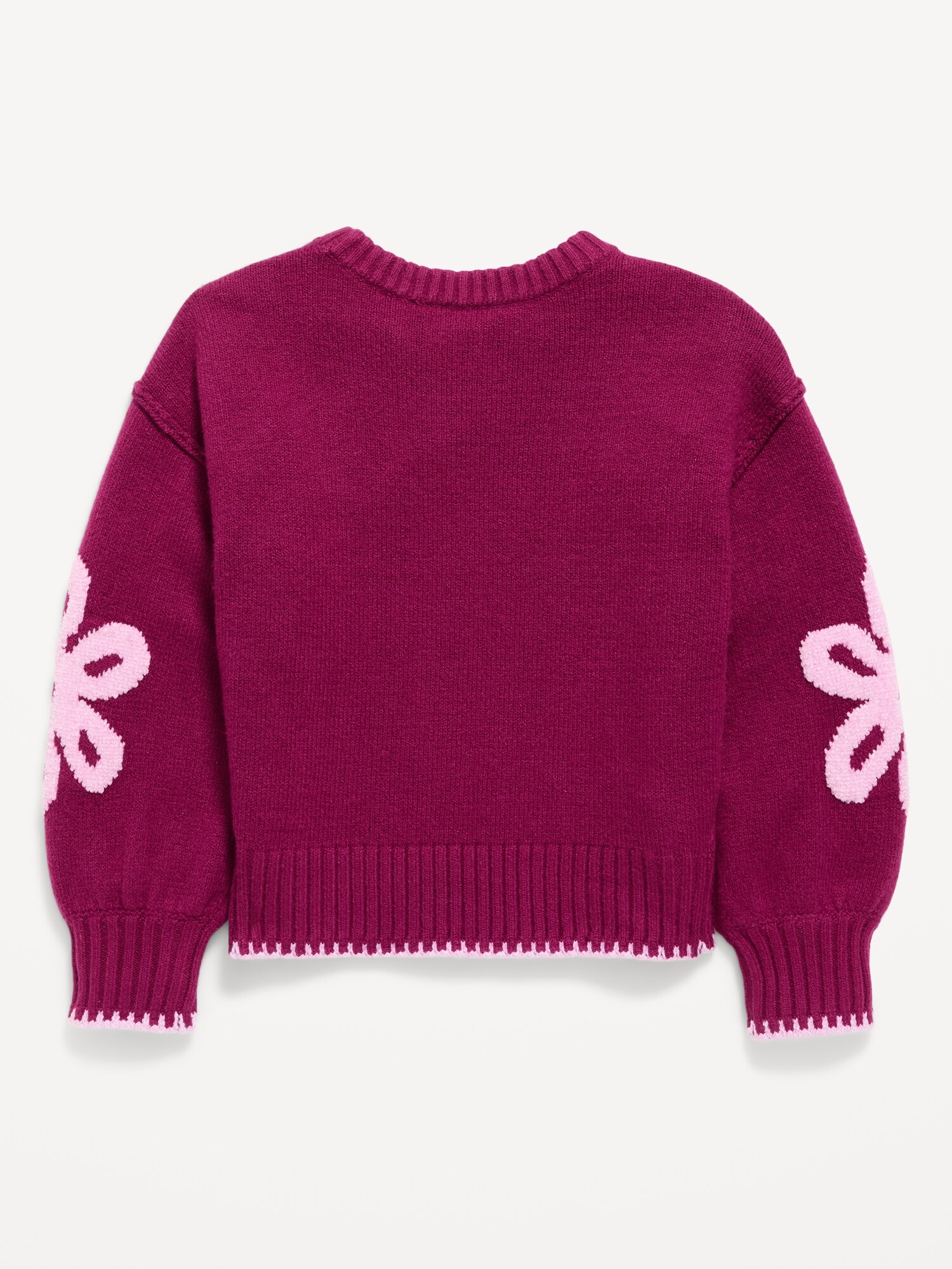 Детский свитер Old Navy SoSoft с принтом и длинным рукавом для девочек, цвет: Сангрия — фото 2