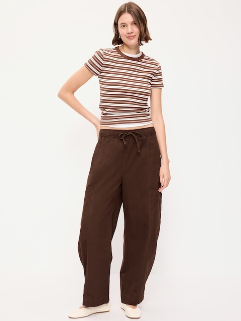 Mid-Rise Pull-On Utility Pants