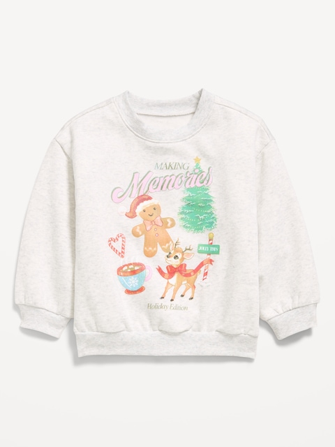 Oversized Long-Sleeve Graphic Sweatshirt for Toddler Girls
