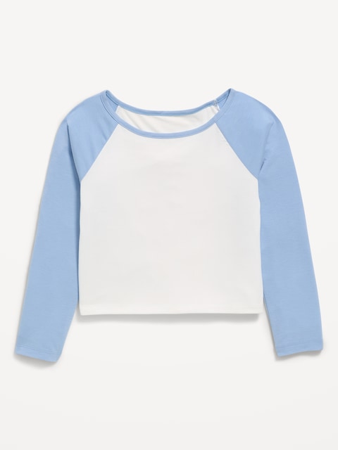 Long-Sleeve Raglan Cropped T-Shirt for Girls