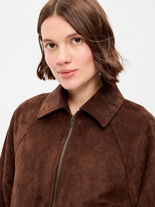 Image number 5 showing, Full-Zip Faux-Suede Harrington Jacket