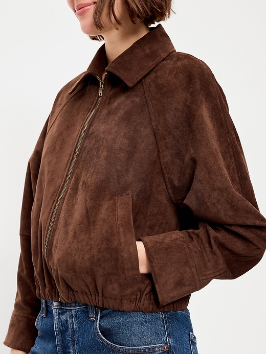 Image number 4 showing, Full-Zip Faux-Suede Harrington Jacket