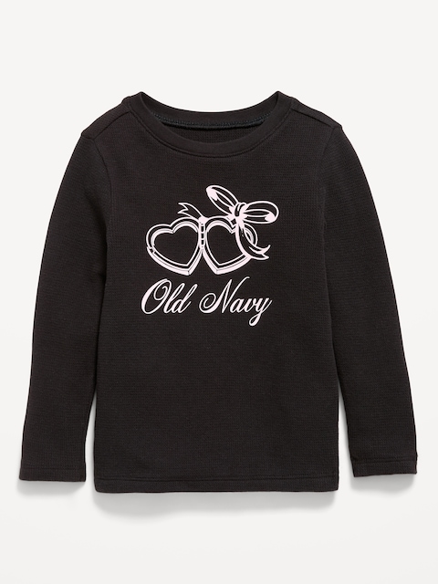 Long-Sleeve Logo Graphic Waffle-Knit T-Shirt for Toddler Girls