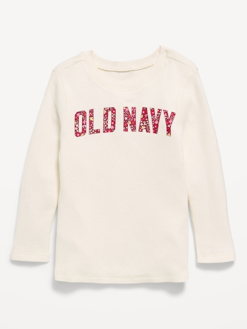 Long-Sleeve Logo Graphic Waffle-Knit T-Shirt for Toddler Girls