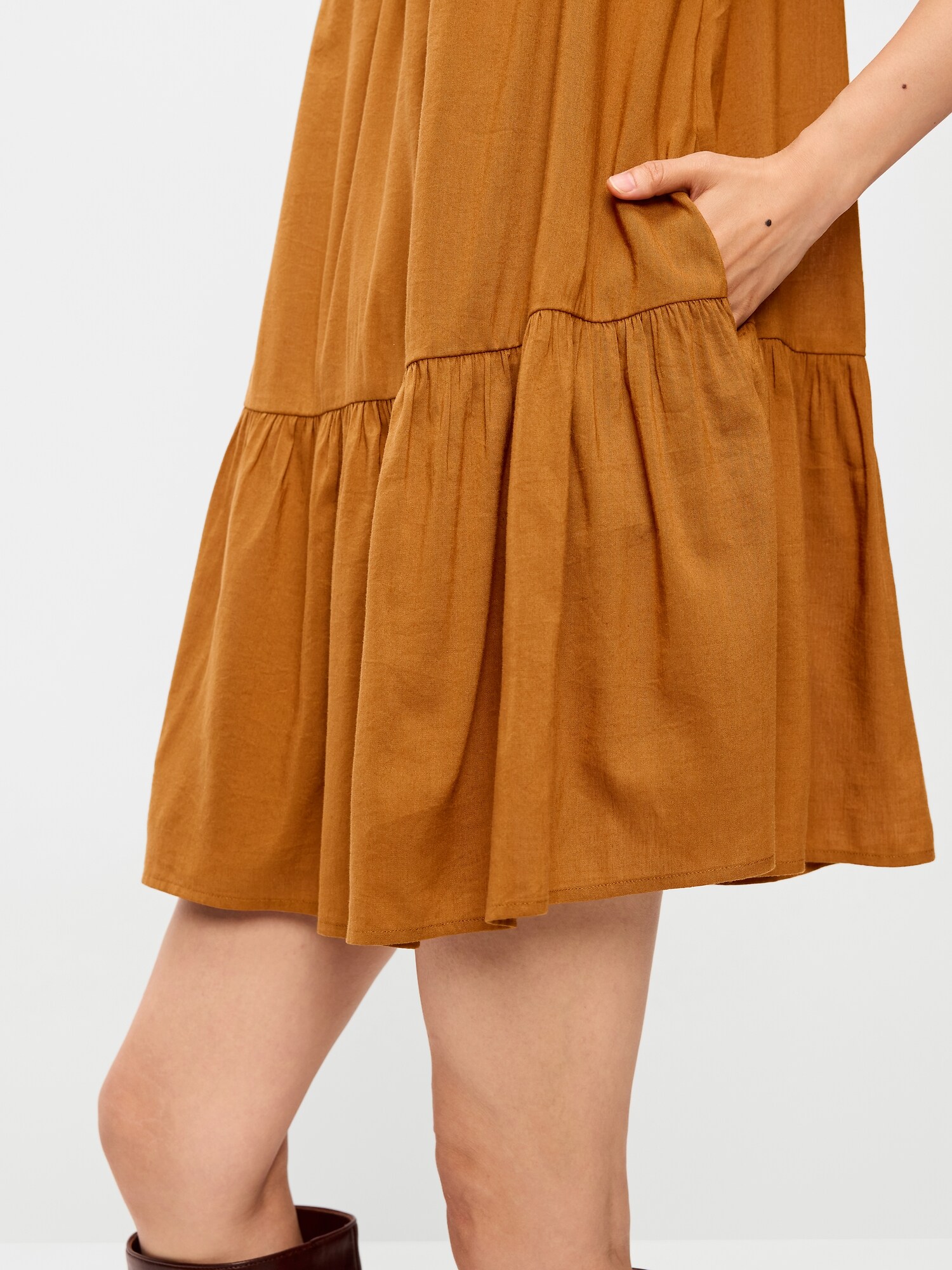 Женское платье Old Navy Flutter-Sleeve Mini Swing, цвет: Redwood Burl — фото 4