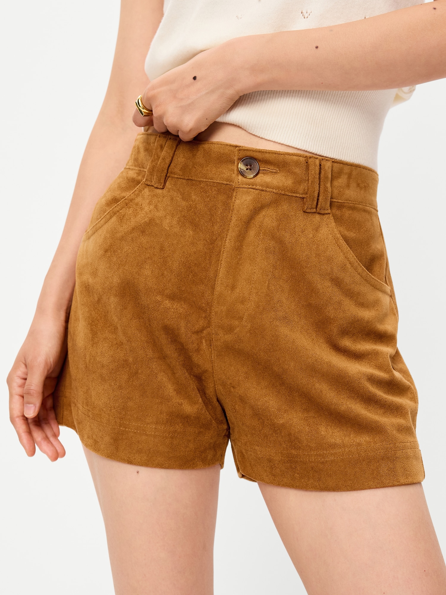 High-Waisted Faux-Suede Shorts