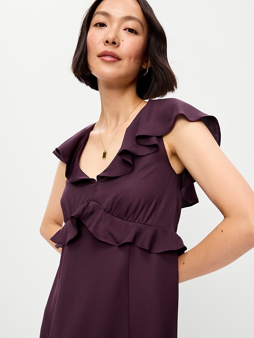 old navy purple maxi dress Old Navy Women's Flutter-Sleeve Crepe Maxi Dress - Purple