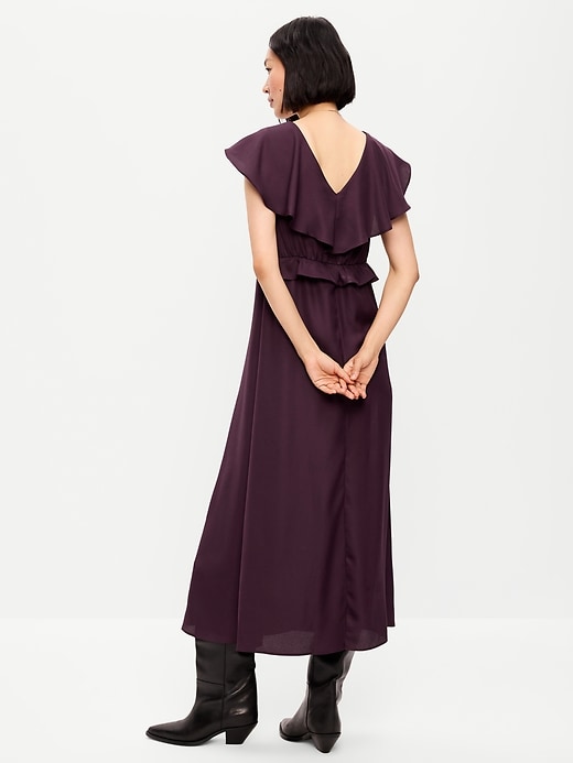 old navy purple maxi dress Old Navy Women's Flutter-Sleeve Crepe Maxi Dress - Purple