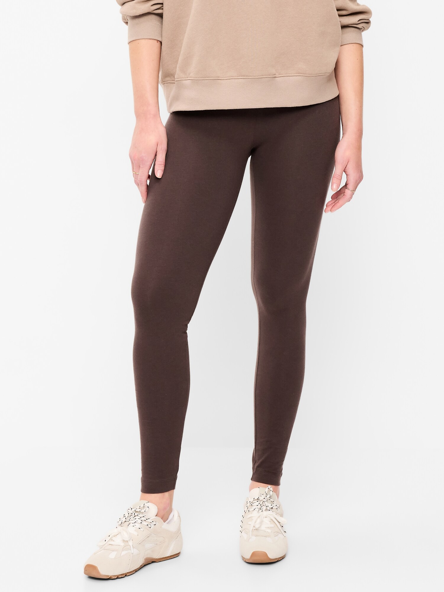 Женские леггинсы Old Navy High-Waisted Jersey Fashion Layering, цвет: Чёрный кофейный — фото 2