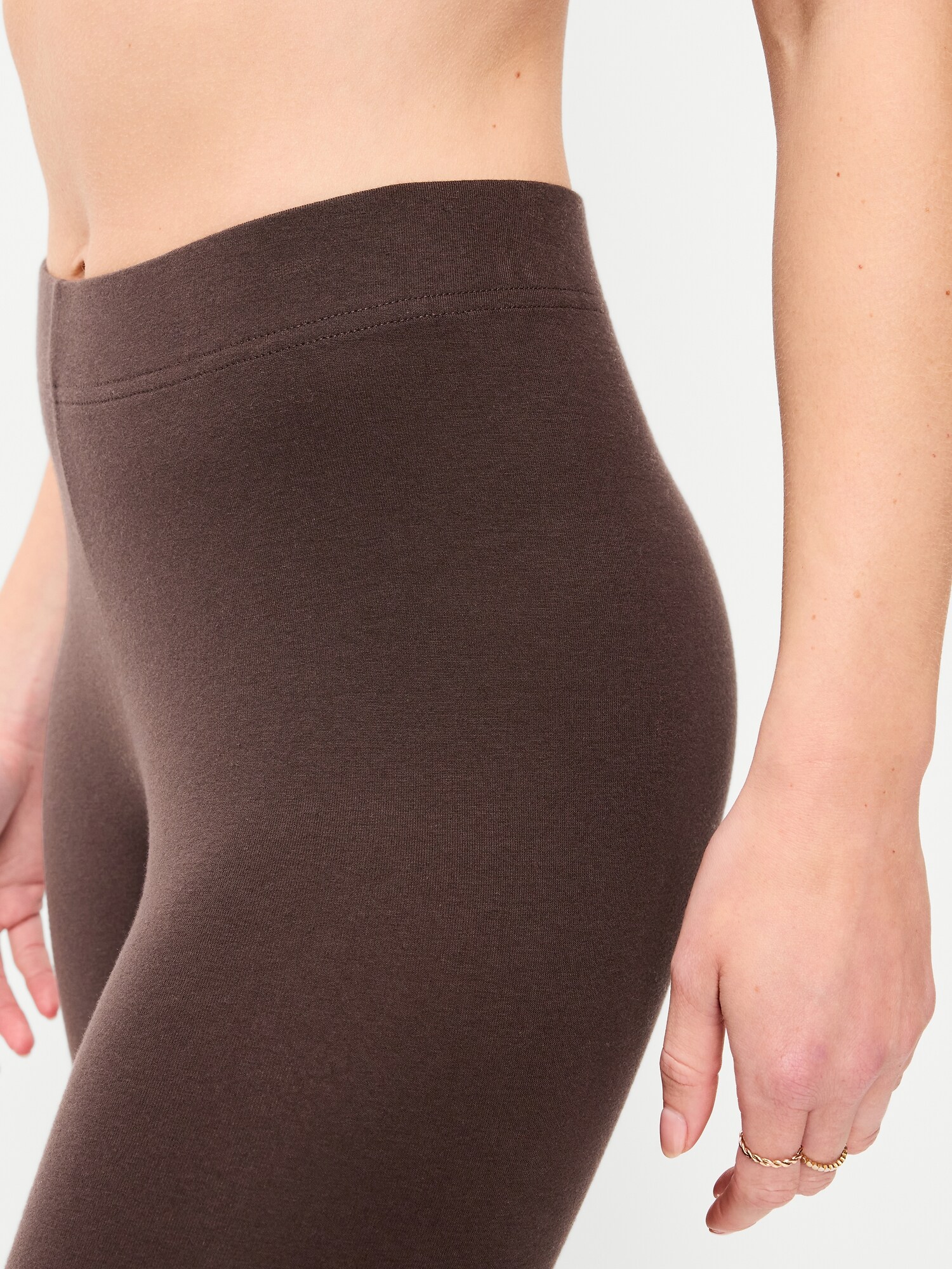 Женские леггинсы Old Navy High-Waisted Jersey Fashion Layering, цвет: Чёрный кофейный — фото 4