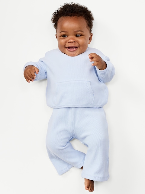 Long-Sleeve Waffle-Knit Pocket Sweatshirt for Baby