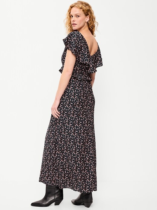 Image number 2 showing, Flutter-Sleeve Crepe Maxi Dress