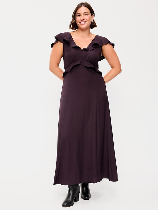 old navy plus size maxi dresses Old Navy Women's Flutter-Sleeve Crepe Maxi Dress - Purple
